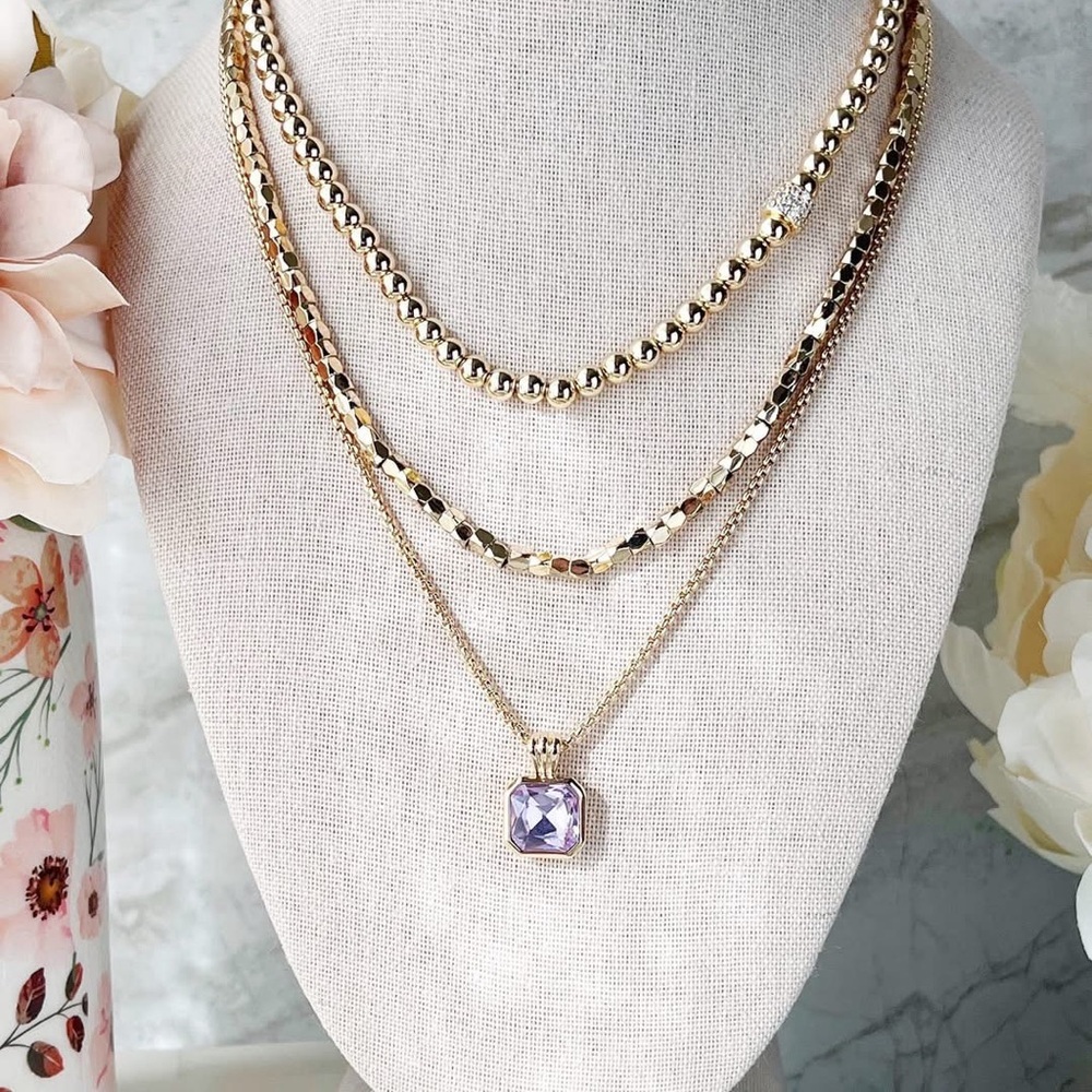 Park Lane “ORCHID” Gold and Purple Pendant Necklace - Picture 9 of 16